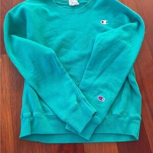 Champion Women's Vibrant Teal Crew Neck Sweater vintage